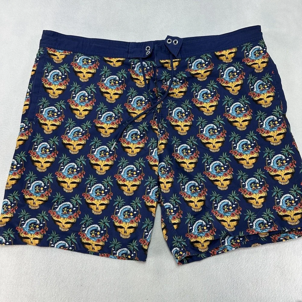 Section 119 Grateful Dead Board Shorts Men's 44 Navy Tropical Surf‎ Bear Skull